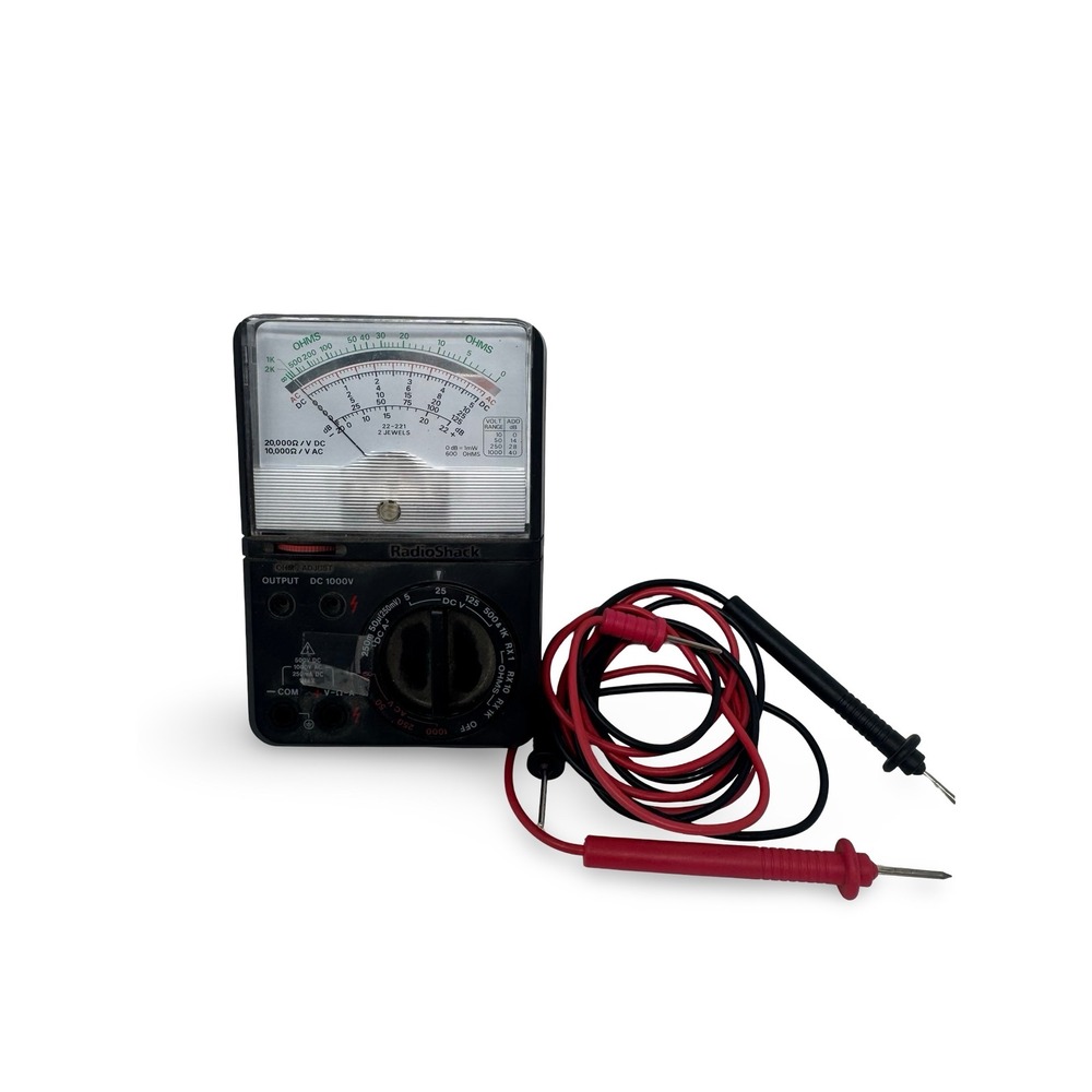 Vintage Radio Shack 18-Range Multimeter 22-221 Analog Multimeter Box and Leads